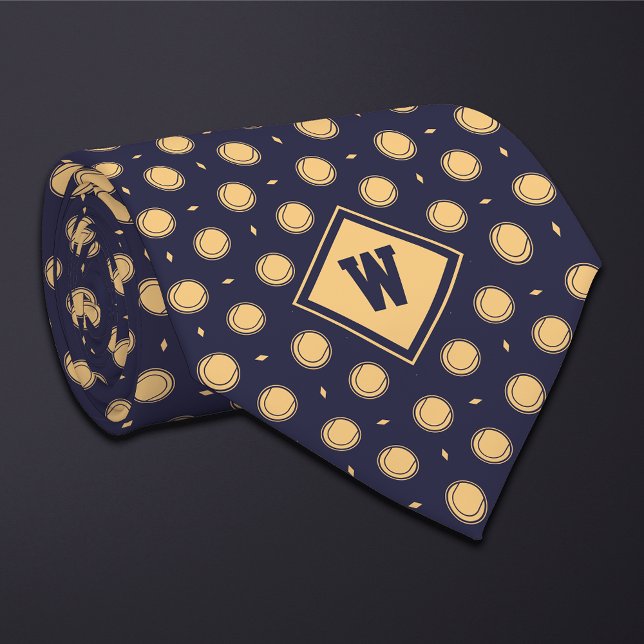 Gravata Burgundy Gold Tennis Ball Icon Necktie (Criador carregado)