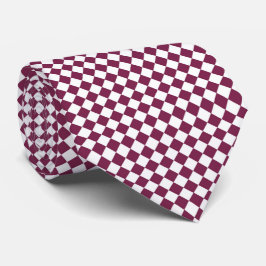 Gravata Burgundy White Checker Diamond Pattern