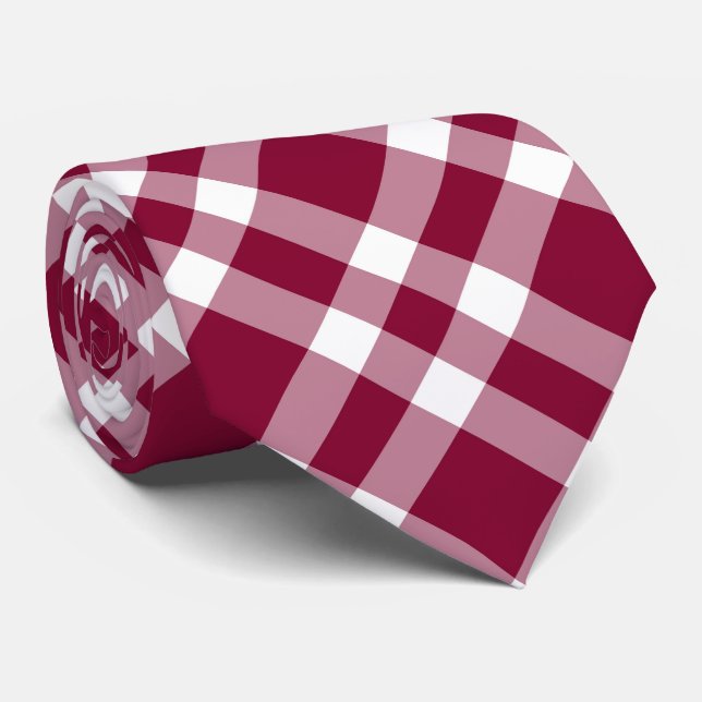 Gravata Burgundy White Plaid Pattern (Rolled)