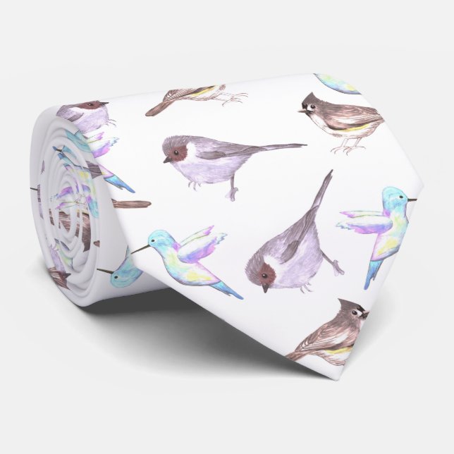 Gravata Bushtits, beija-flores e tímidos americanos (Rolled)