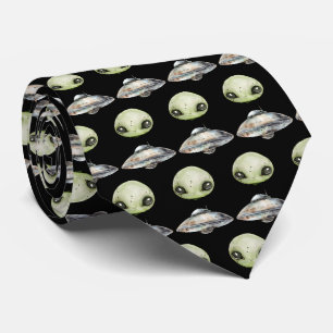 Gravata Cabeça de Alien e Nave Espacial