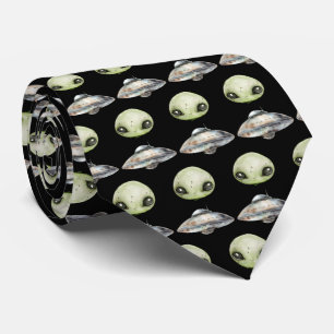 Gravata Cabeça de alienígena e navio espacial