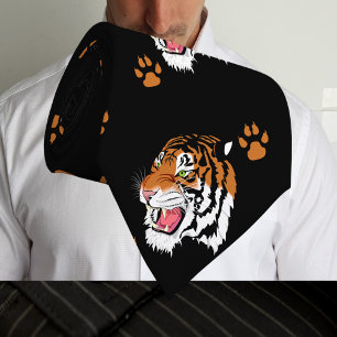 Gravata Cabeça do tigre com impressões da pata na gravat