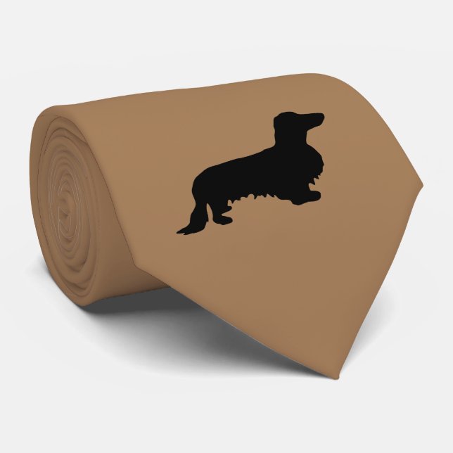 Gravata Cabelo Longo Dachshund - Silhouette 1 (Rolled)