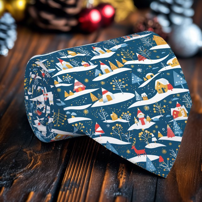 Gravata Cabinas Neves e Árvores Eververdes, Necktie de inv (Criador carregado)