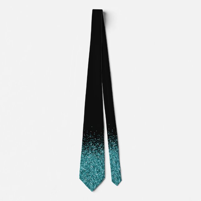 Gravata Cachoeira com Desvanecimento em Azul Teal e Brilho (Frente)
