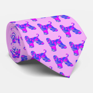 Gravata Cachorro Afegão Rosa e Pescoço Rosa Escuro Azul
