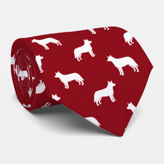 Gravata Cachorro Australiano Silhuettes Padrões Vermelho