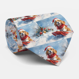 Gravata Cachorro Beagle no Trenó Fazer Neve Natal