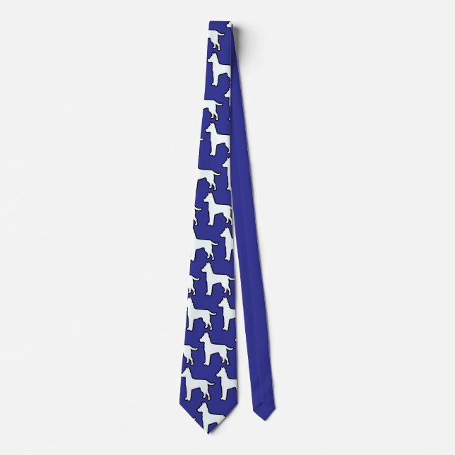 Gravata Cachorro Branco Azul Profundo  (Frente)
