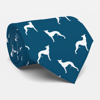 Gravata Cachorro-branco Silhuettes Padrão Azul e Branco