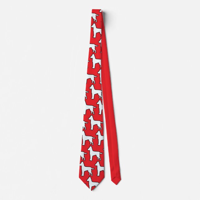Gravata Cachorro Branco Vermelho  (Frente)