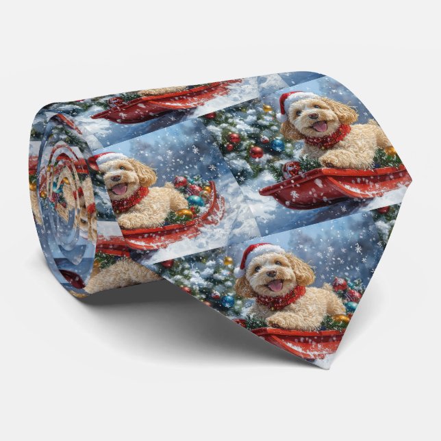 Gravata Cachorro Cachorro com Lama Deixe nevar Natal (Rolled)