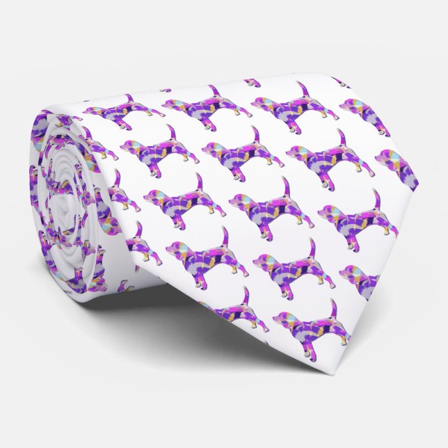 Gravata Cachorro Cachorro Silhueta Pescoço branco roxo (Rolled)