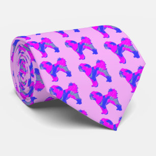 Gravata Cachorro Cavapoo Silhout Rosa e Rosa claro Azul