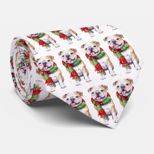 Gravata Cachorro De Natal Em Flocos De Neve (Rolled)