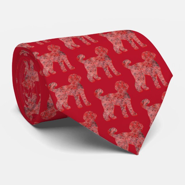 Gravata Cachorro de Natal Silhouette Red Necktie (Rolled)
