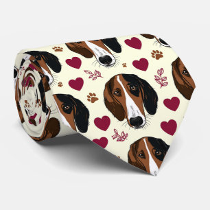 Gravata Cachorro de padrão de corações de São Valentão do 
