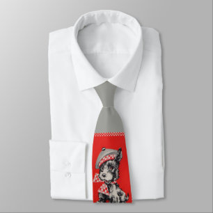 Gravata Cachorro escocês de 1950 em vermelho