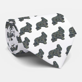 Gravata Cachorro Espanhol Cachorro Amarelo e Preto Branco