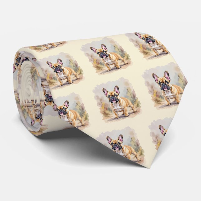 Gravata Cachorro Francês Tan Fawn - Cachorro Francês Cacho (Rolled)