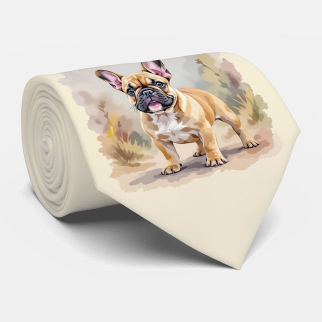 Gravata Cachorro Francês Tan Fawn - Cachorro Francês Cacho (Rolled)