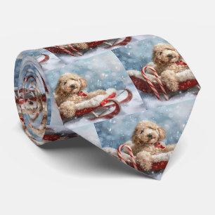 Gravata Cachorro Goldendoodle Natal Festivo 