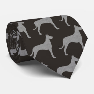 Gravata Cachorro Grande Silhuettes Cinza padrão e preto