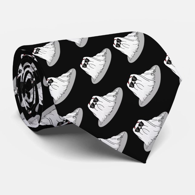 Gravata Cachorro Maltês legal com óculos de sol - Bonito (Rolled)