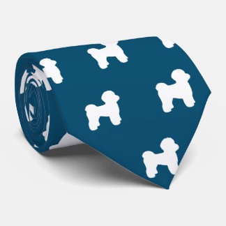 Gravata Cachorro Maltês Silhouettes Padrão Oceano Azul