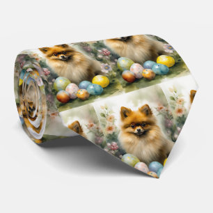 Gravata Cachorro Pomerânia com Ovos de Páscoa Feriado
