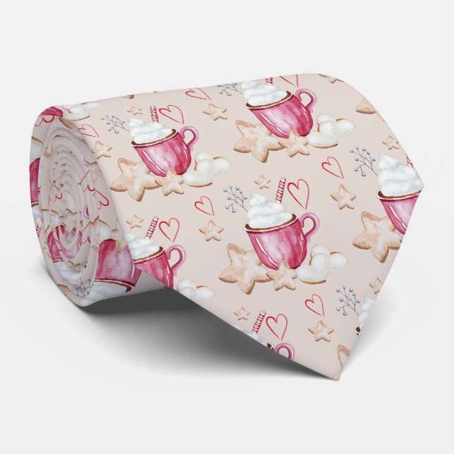 Gravata Cachorro Quente de Férias e Biscoitos Aquarela (Rolled)