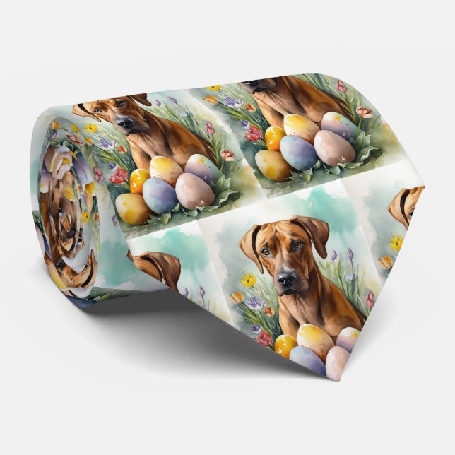 Gravata Cachorro Rhodesian Ridgeback com Ovos de Páscoa Fe (Rolled)