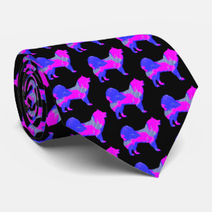 Gravata Cachorro Samovido Silhute Rosa e Azul Claro Preto