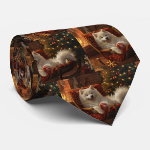 Gravata Cachorro Samoyed Natal Festivo