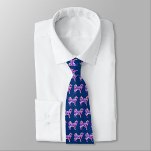 Gravata Cachorro Samoyed Silhoule Purple Blue Necktie