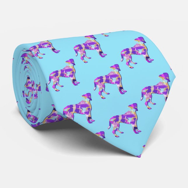 Gravata Cachorro Silhueta Roxo Pescoço Azul Claro (Rolled)
