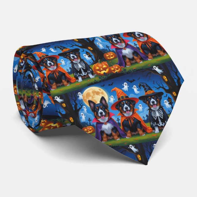 Gravata Cachorros Malinois Belgas Pumpkin Halloween Engraç (Rolled)