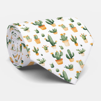 Gravata Cactus Potado em Branco