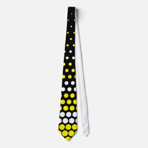 Gravata Cádmio Moderno, Amarelo e Bolinhas Branca