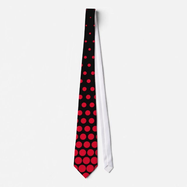 Gravata Cádmio Vermelho Bolinhas Moderna Preto (Frente)
