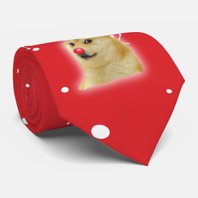 Gravata Cães Dogright Doggo Cão Memória de Natal Vermelho (Rolled)