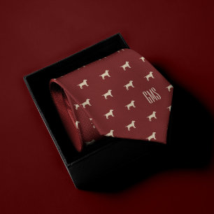 Gravata Cães Labrador Amarelos Padrão Monogramados