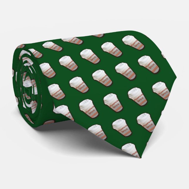 Gravata Café com Especiarias de Abóbora (Fundo Verde) (Rolled)