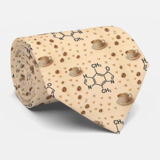 Gravata Caffeine Molecule & Coffee Pattern Necktie