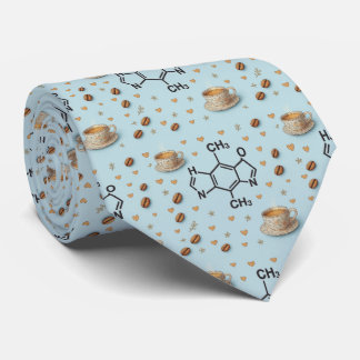 Gravata Caffeine Molecule & Coffee Pattern Necktie