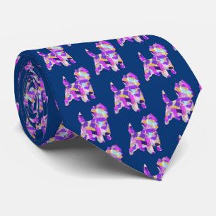 Gravata Cairn Terrier Dog Silhouette Purple Blue Neck