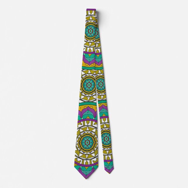 Gravata Calço de mandala roxo e verde (Frente)