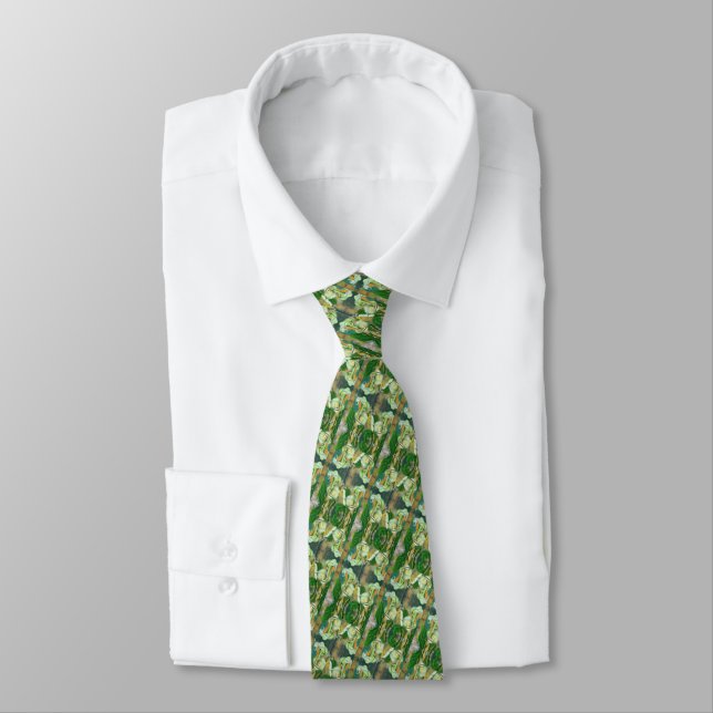 Gravata Calla Lily Flowers Neck Tie - Verde (Amarrado)