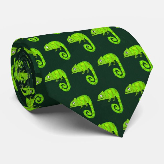 Gravata Camaleão verde fofo (Rolled)